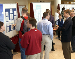Robert Horner (far right, '75 M.S. Psych.) challenged undergraduate researchers to pursue their science with integrity. Robert Hubner