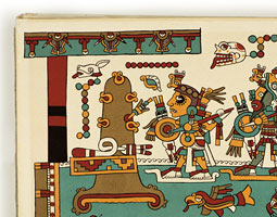 The Codex Nuttall, a widely studied pre-Columbian Mexican manuscript, provides an intriguing glimpse into the art and culture of the early Americas. It depicts the events in the life of a great military and political hero, 8-Deer Tiger Claw, the second ruler of the second dynasty of Tilantongo. He lived from 1011 A.D. to 1063 A.D. A page from Codex Nuttall: facsimile of an ancient Mexican codex belonging to Lord Zouche of Harynworth, England, with an introduction by Zelia Nuttall. Cambridge, Massachusetts: Peabody Museum of American Archaeology and Ethnology, Harvard University, 1902. Courtesy of Manuscripts, Archives, and Special Collections, Washington State University.