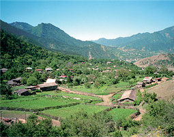 A view of the small village of Chobisjhevi, Georgia, south of Borjomi.