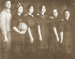 Historical and contemporary (next image) images of female athletes reflect a shift from a feminine model of sport as participation to a masculine model emphasizing competition.