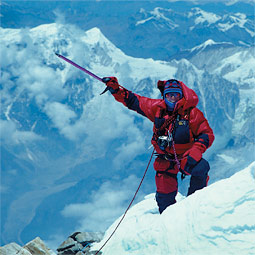 Viesters at the summit of Manaslu in the Himalayas in 1999. At 26,758 feet, it is the eight highest mountain in the world.