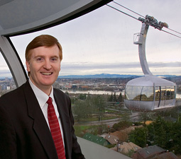 In 2005, Portland's aerial tram was seriously behind schedule and faced huge cost overruns. That's when Rob Barnard '84 'parachuted in.'