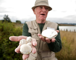 Eugene Thrasher with clams