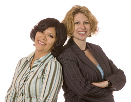 Lauri Jordana '88, founder and principal, and Gigi Basaure, marketing coordinator, Conexión Marketing. <em> Kate Baldwin</em> Lauri Jordana '88, founder and principal, and Gigi Basaure, marketing coordinator, Conexión Marketing. <em> Kate Baldwin</em>