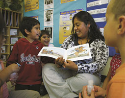 Fed up with fieldwork, Sylvia Guzman crossed the street to a child-care center and volunteered her time. Today, she is working toward a degree in bilingual education through the Distance Degree program.