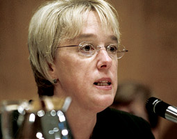 Senator Patty Murray at a 2005 Appropriations Committee hearing. Her position on the committee and as chair of the Subcommittee on Transportation, Housing and Urban Development, and Related Agencies has enabled her to direct millions of federal dollars to Washington State. <em>Photo Ray Lustig/The Washington Post</em>