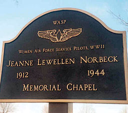 A memorial for Norbeck who died testing a plane. Courtesy the Atterbury-Bakalar Air Museum.