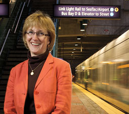 Joni Earl keeps Sound Transit on the right track. Photo Matt Hagen. Joni Earl keeps Sound Transit on the right track. Photo Matt Hagen.