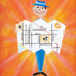 Happy Map Guy, 2008, acrylic on board