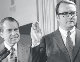 William D. Ruckelshaus is sworn in as administrator of the EPA in 1970. <em>Charles Tasnadi/Associated Press</em> William D. Ruckelshaus is sworn in as administrator of the EPA in 1970. <em>Charles Tasnadi/Associated Press</em>