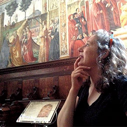 Art historian Maria DePrano in the Tornabuoni Chapel. <em>Staff photo</em>