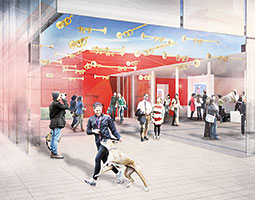 Artist’s concept of expansion entrance pavilion with possible sound-art installation. <em>Courtesy WSU MOA</em> Artist’s concept of expansion entrance pavilion with possible sound-art installation. <em>Courtesy WSU MOA</em>