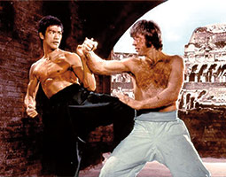 Bruce Lee fights Chuck Norris in the 1972 film Way of the Dragon. <em>Movie frame courtesy Bryanston Pictures</em>