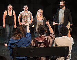 The Nuthouse Improv Comedy troupe performs at Daggy Hall’s Wadleigh Theatre in March. <em>Photo Dean Hare</em> The Nuthouse Improv Comedy troupe performs at Daggy Hall’s Wadleigh Theatre in March. <em>Photo Dean Hare</em>