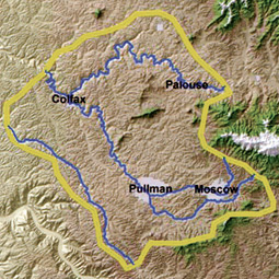 The working boundary for the Palouse water basin. Source: Palouse Basin Aquifer Committee