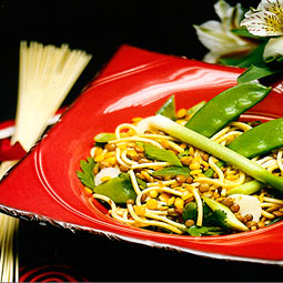 Chinese lentil and noodle salad. <em>from</em> The Pea & Lentil Cookbook: From Everyday to Gourmet <em> published by the USA Dry Pea & Lentil Council, Randall Duckworth, editor. Photos from the book, by Mark LaMoreaux.</em>
