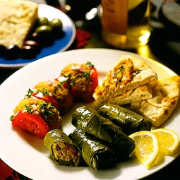 Grape leaves stuffed with lentils and dried fruits. <em>from</em> The Pea & Lentil Cookbook: From Everyday to Gourmet <em> published by the USA Dry Pea & Lentil Council, Randall Duckworth, editor. Photos from the book, by Mark LaMoreaux.</em>