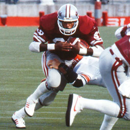 Mayes powers through a tackle in a game in Martin Stadium. Photo courtesy WSU Sports Information.