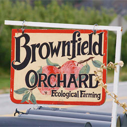 Sign-post for Brownfield Orchard.