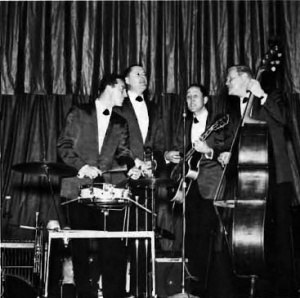 The Four Freshmen appearing with George Shearing at a CUB concert, 1962.
