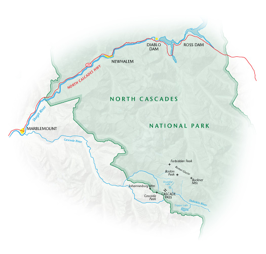 Cascade Pass. Staff illustration.
